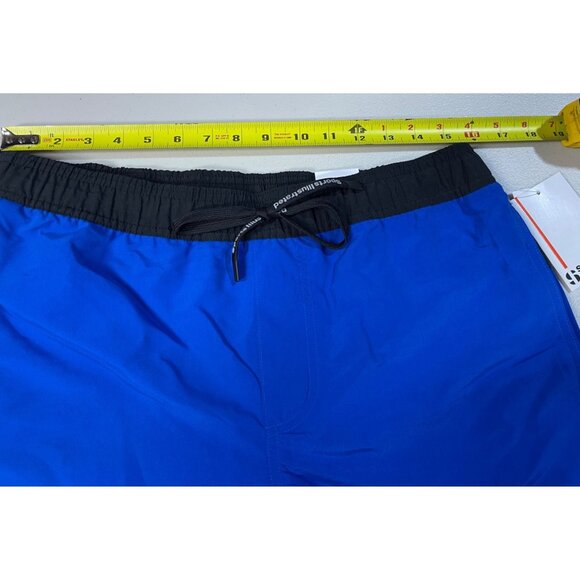 Sports Illustrated Size M Mens 9" Volley Swim Trunk Blue & Black Elastic Waist - Picture 3 of 10